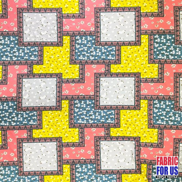 Flowers & Frames Allover Stretch Fabric 58" Wide - Picture 2 of 5